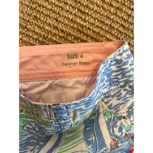Lilly Pulitzer Blue Get Nauti Boats Sailing Nautical Callahan Shorts Size 4 - Picture 3 of 8